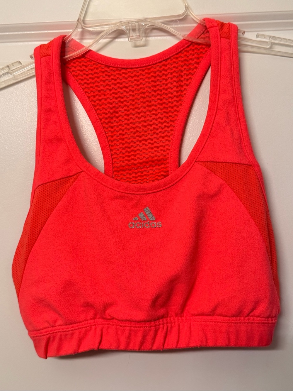 adidas Neon Coral Racerback Clima Cool Performance Sports Bra
